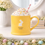 Snuggle Bunny Easter Embossed Ceramic Mug - Yellow & White