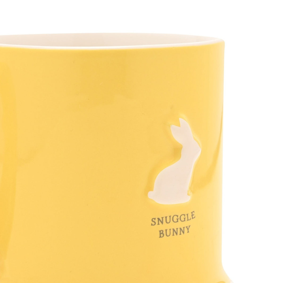 Snuggle Bunny Easter Embossed Ceramic Mug - Yellow & White