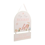 Hip Hop Hooray Easter Bunny Hanging Wooden Plaque - White
