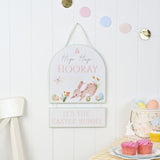 Hip Hop Hooray Easter Bunny Hanging Wooden Plaque - White