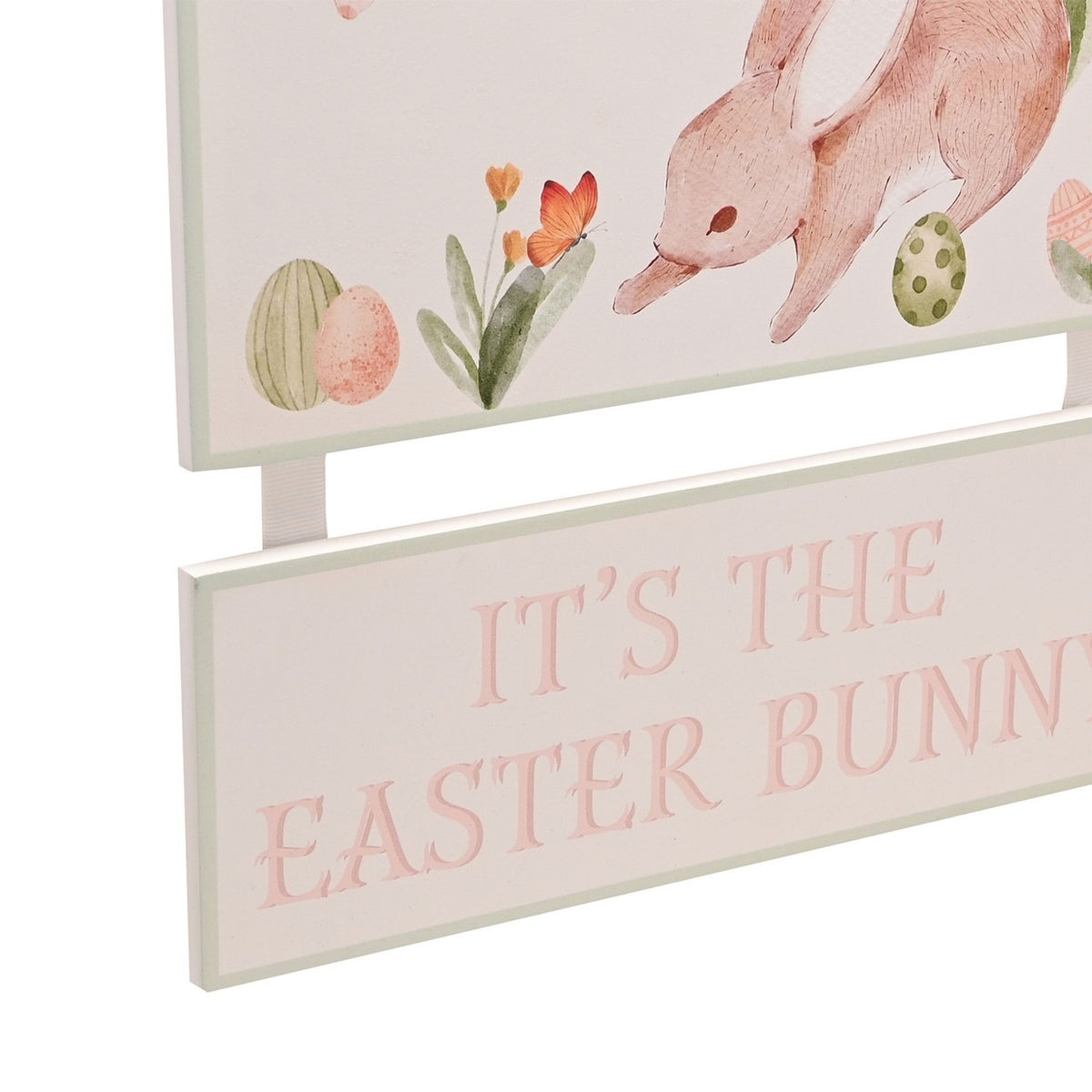 Hip Hop Hooray Easter Bunny Hanging Wooden Plaque - White
