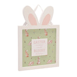 Easter Wishes Bunny Ears Hanging Wooden Plaque - Green & White