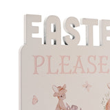 Easter Bunny Stop Here Wooden Plaque with Stake - White