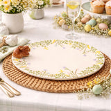 Floral Egg Ceramic Serving Plate with Bunny - White & Brown