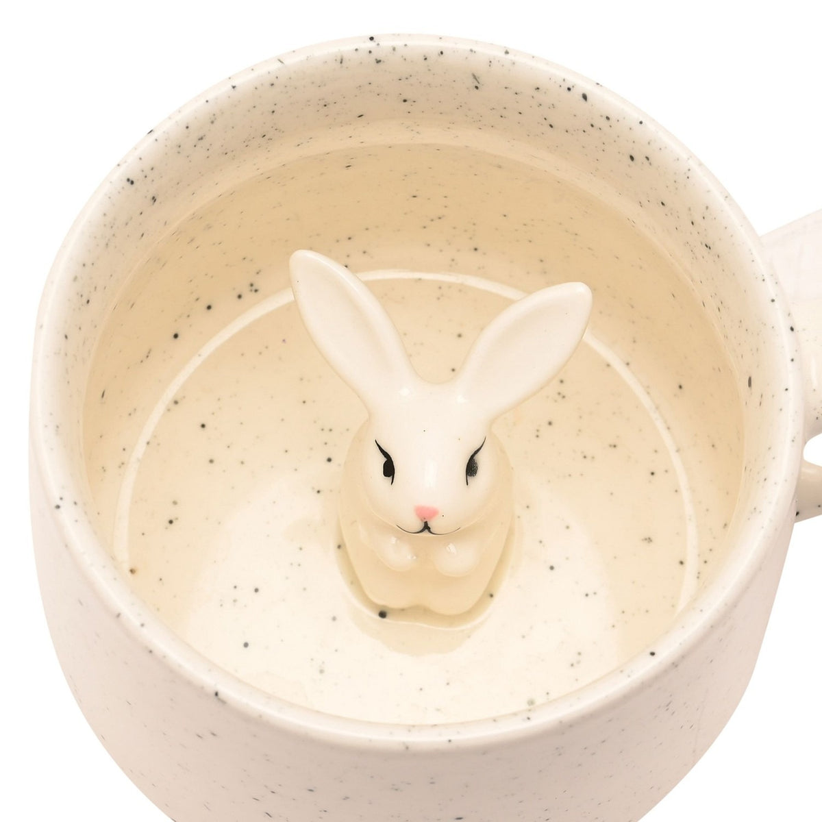 Speckled Ceramic Mug with Hidden 3D Bunny Inside - Cream