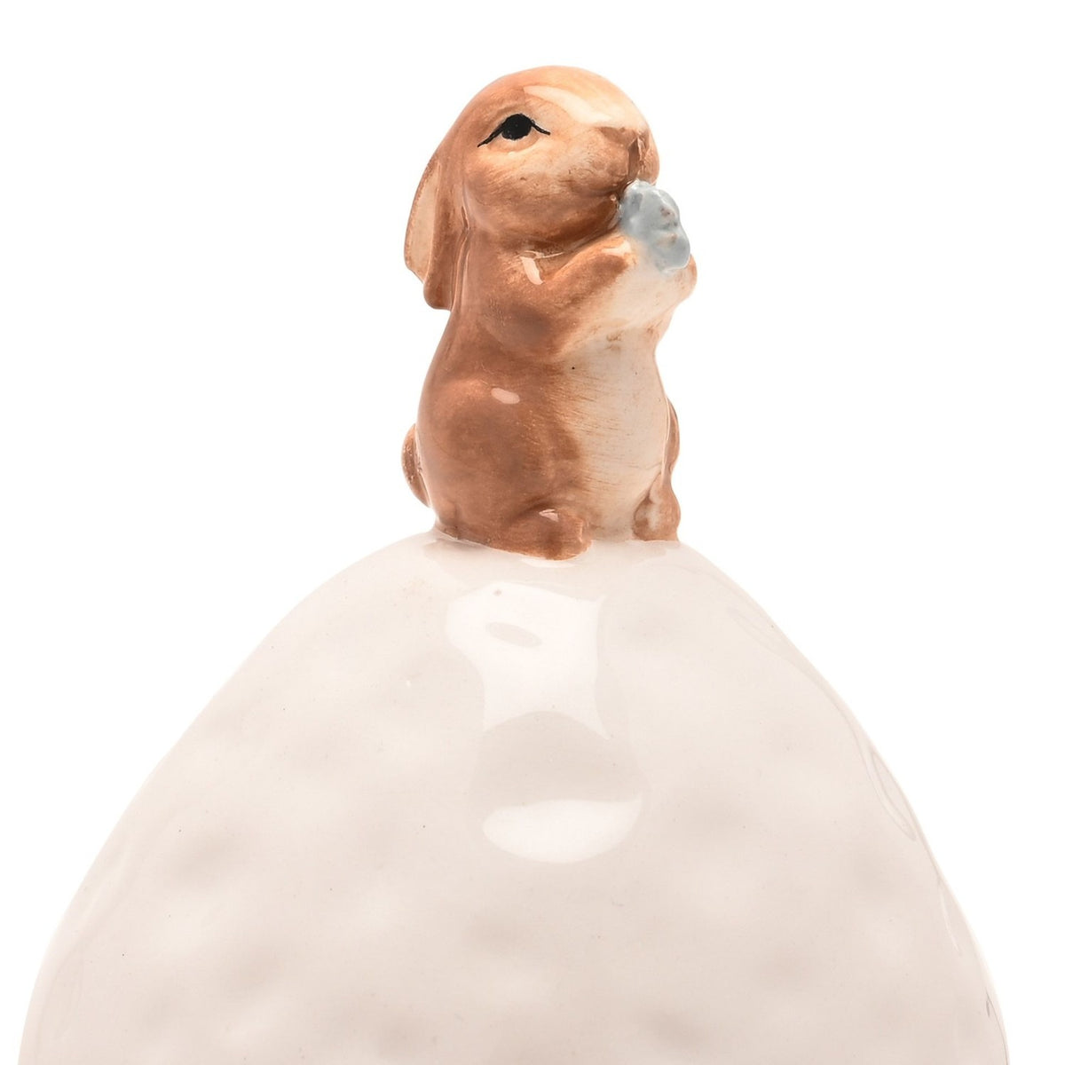 Bunny on Egg Ceramic Trinket Box with Lift-Off Lid - White