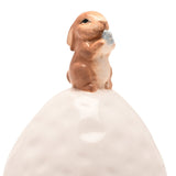 Bunny on Egg Ceramic Trinket Box with Lift-Off Lid - White