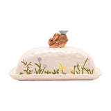 Bunny Wildflower Earthenware Butter Dish with Lid - White