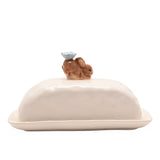 Bunny Wildflower Earthenware Butter Dish with Lid - White