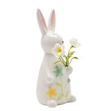 Bunny Holding Flowers Ceramic Easter Decoration 18cm - White