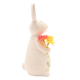 Easter Bunny Holding Flowers Ceramic Decoration 24cm - Cream