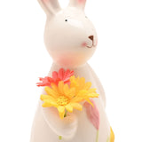 Easter Bunny Holding Flowers Ceramic Decoration 24cm - Cream