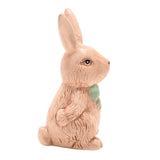Easter Bunny Ceramic Figurine with Green Bow 11cm - Brown