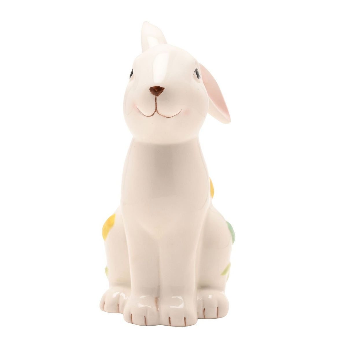 Bunny Ceramic Figurine with Floral Decor 17.5cm - White