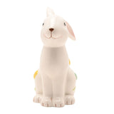 Bunny Ceramic Figurine with Floral Decor 17.5cm - White