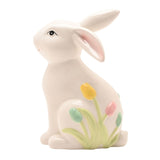 Bunny Ceramic Figurine with Floral Decor 17.5cm - White