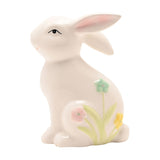 Ceramic Bunny Figurine with Floral Decor 12.5cm - White