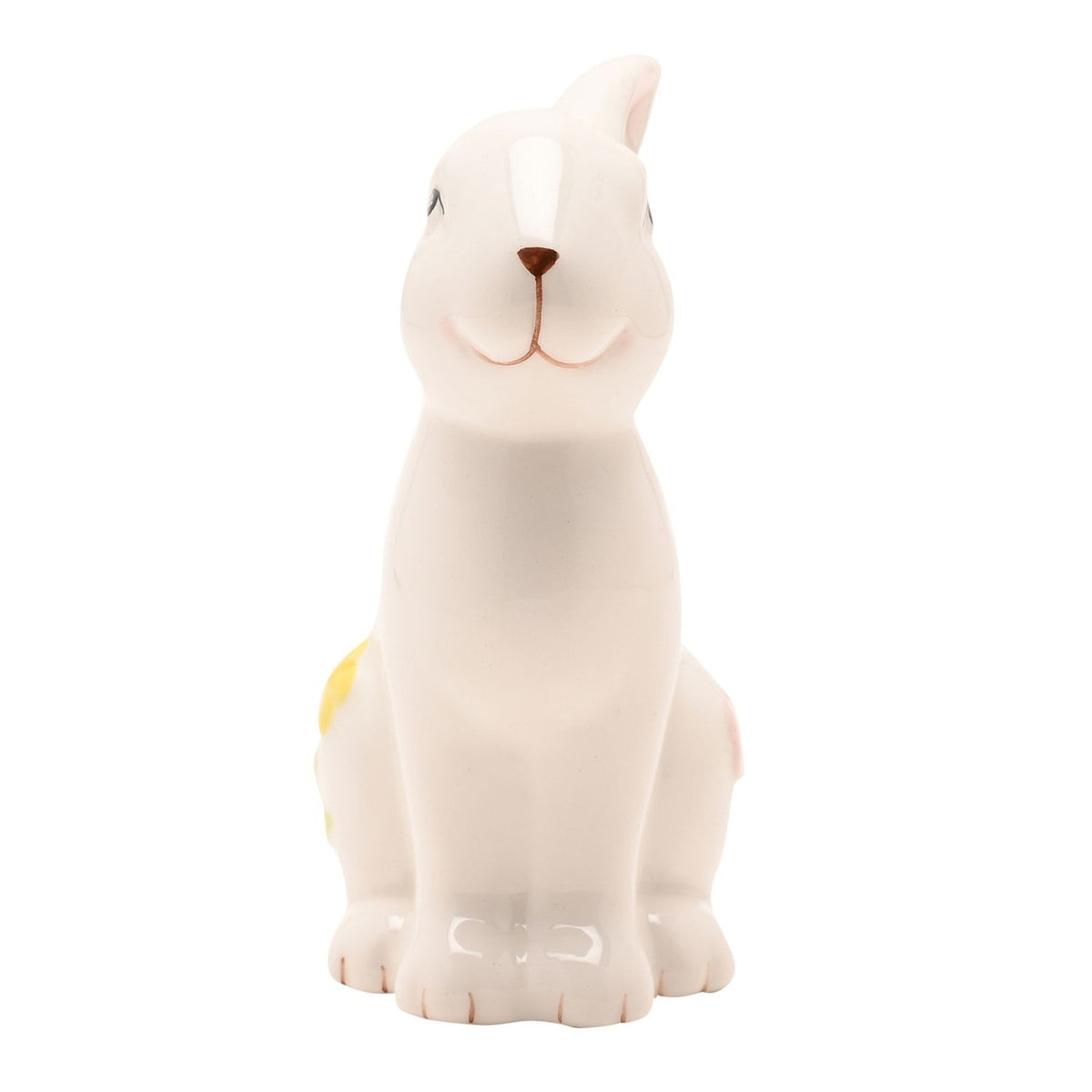 Ceramic Bunny Figurine with Floral Decor 12.5cm - White