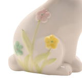 Ceramic Bunny Figurine with Floral Decor 12.5cm - White