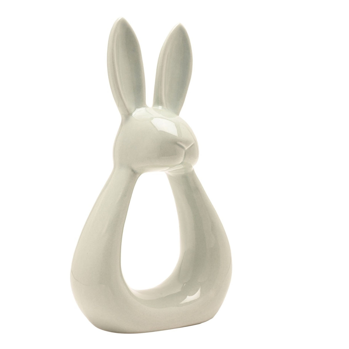 Easter Bunny Ears Open Loop Ceramic Figurine 22cm - Blue