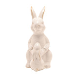 Reactive Glaze Bunny and Baby Porcelain Figurine 17cm - Off White