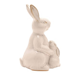 Reactive Glaze Bunny and Baby Porcelain Figurine 17cm - Off White