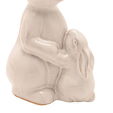 Reactive Glaze Bunny and Baby Porcelain Figurine 17cm - Off White