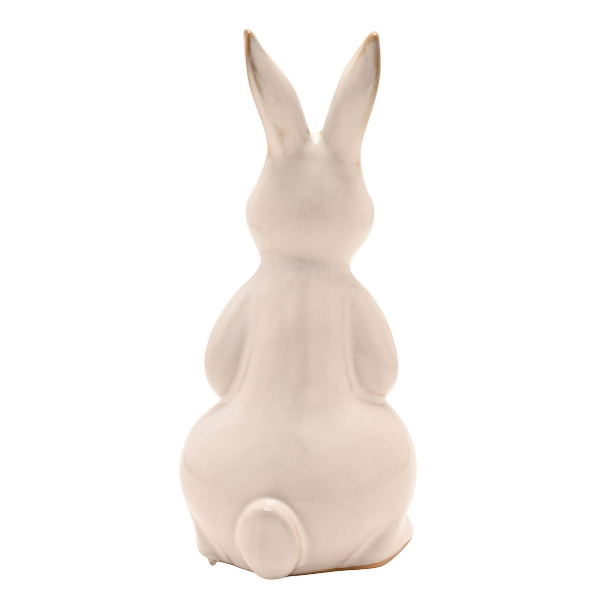 Reactive Glaze Bunny and Baby Porcelain Figurine 17cm - Off White