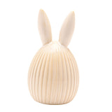 Ribbed Easter Egg with Bunny Ears Porcelain Ornament - Beige