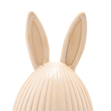 Ribbed Easter Egg with Bunny Ears Porcelain Ornament - Beige