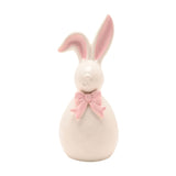 Porcelain Easter Bunny Figurine with Bow 16cm - Cream & Pink