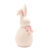 Porcelain Easter Bunny Figurine with Bow 16cm - Cream & Pink