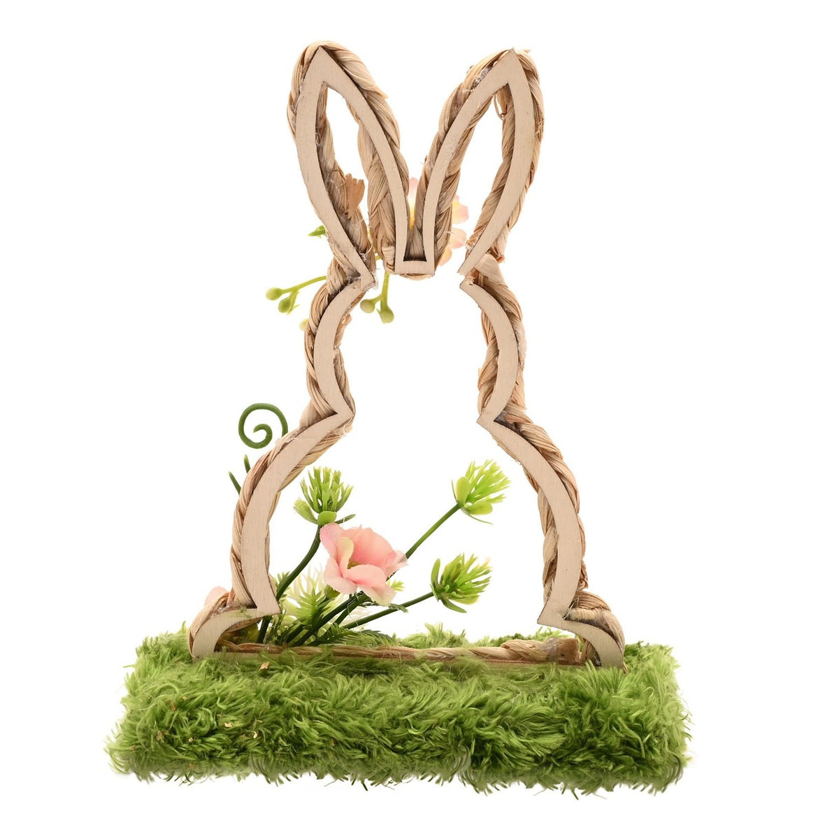 Easter Bunny Faux Flower Plastic Decoration 17.5cm - Brown