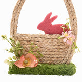 Easter Bunny in Flower Basket Decoration 26.6cm - Natural & Green