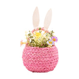 Easter Bunny Basket Decoration Plastic Faux Flower Bundle - Pink