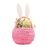 Easter Bunny Basket Decoration Plastic Faux Flower Bundle - Pink