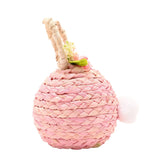 Faux Flower Easter Bunny Woven Plastic Decoration - Pink