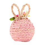 Faux Flower Easter Bunny Woven Plastic Decoration - Pink
