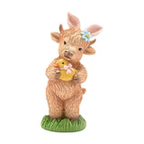 Standing Highland Cow Resin Figurine with Bunny Ears - Brown