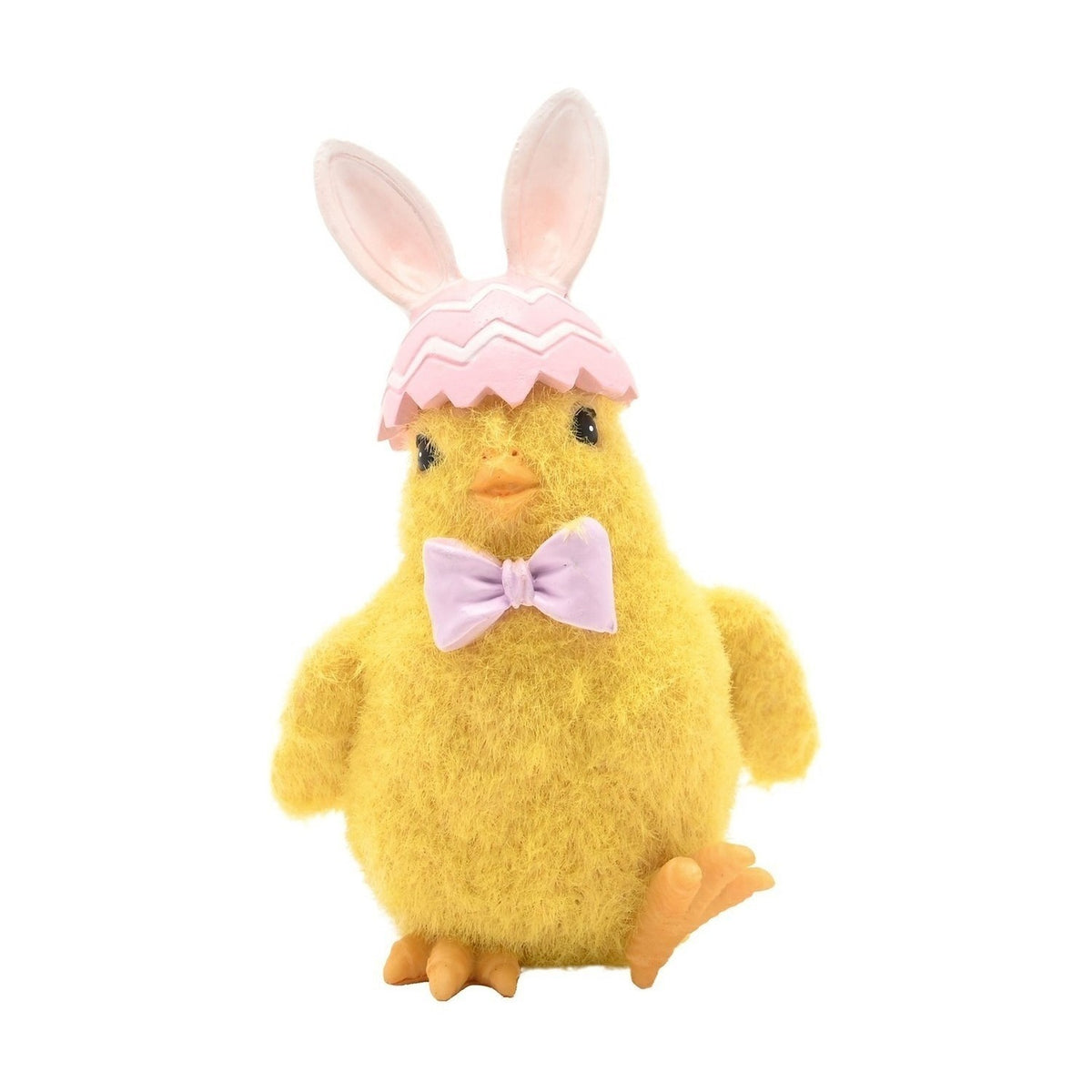 Easter Chick Resin Figurine with Bunny Ears and Bow - Yellow