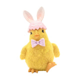 Easter Chick Resin Figurine with Bunny Ears and Bow - Yellow