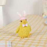 Easter Chick Resin Figurine with Bunny Ears and Bow - Yellow