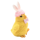 Easter Chick Resin Figurine with Bunny Ears and Bow - Yellow