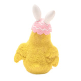 Easter Chick Resin Figurine with Bunny Ears and Bow - Yellow