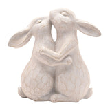 Spring Cuddle Rabbits Wildflower Resin Figurine - Cream