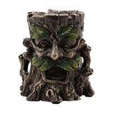 Green Man Tree Trunk Resin Tealight Candle Holder - Bronze
