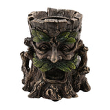 Green Man Tree Trunk Resin Tealight Candle Holder - Bronze