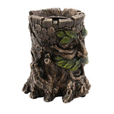 Green Man Tree Trunk Resin Tealight Candle Holder - Bronze