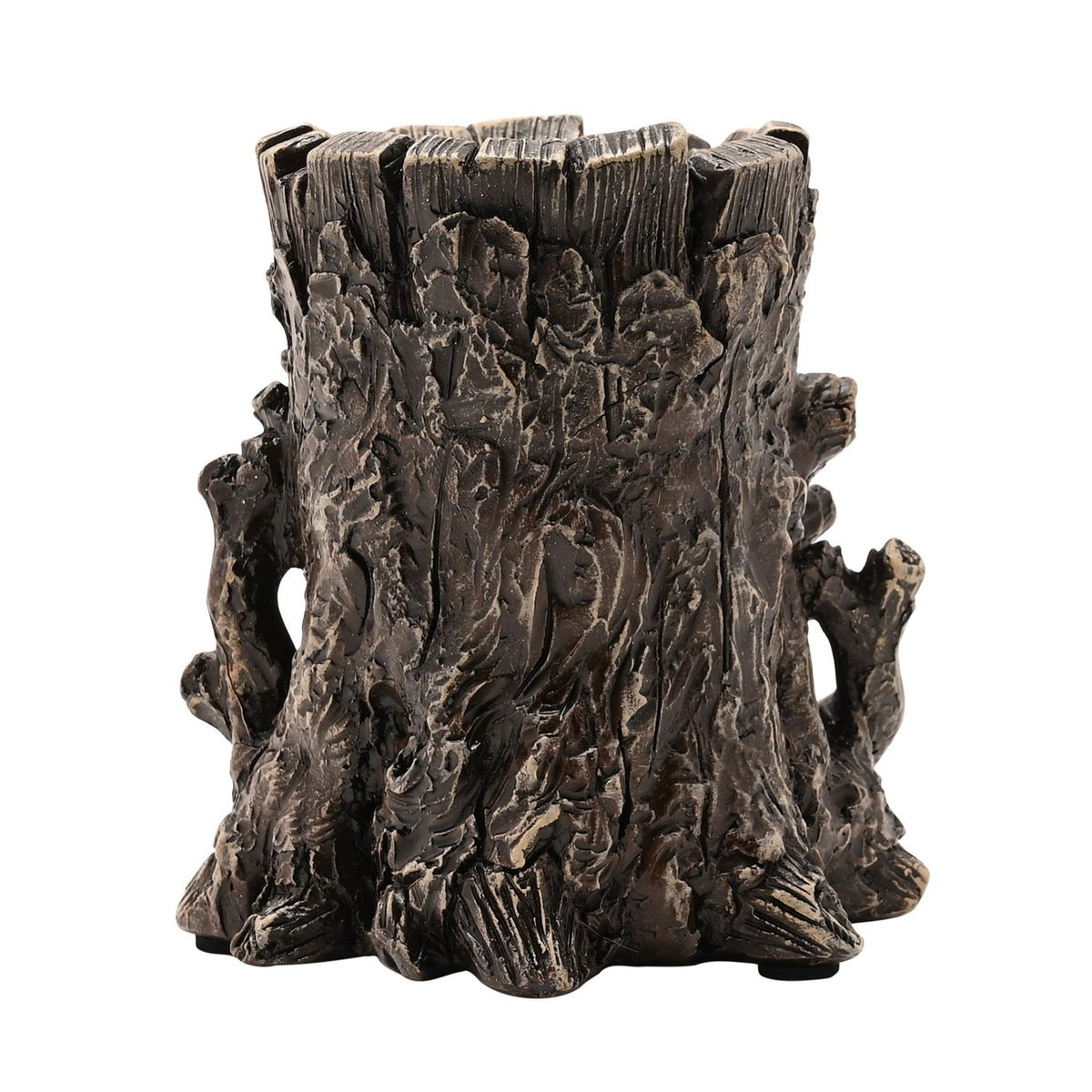 Green Man Tree Trunk Resin Tealight Candle Holder - Bronze