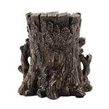 Green Man Tree Trunk Resin Tealight Candle Holder - Bronze